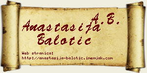 Anastasija Balotić vizit kartica